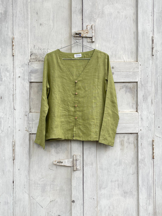 Lily Linen Top - Pista
