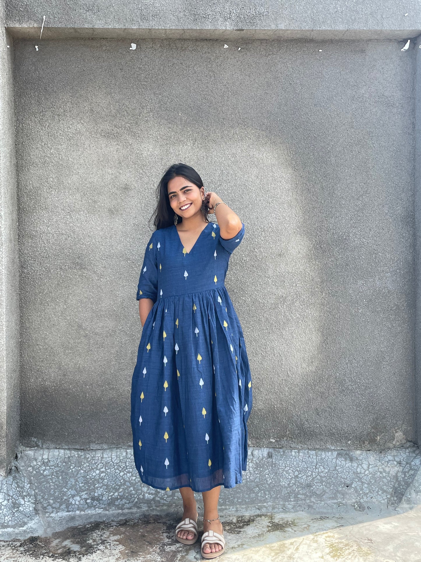 Jamdani Dress Blue