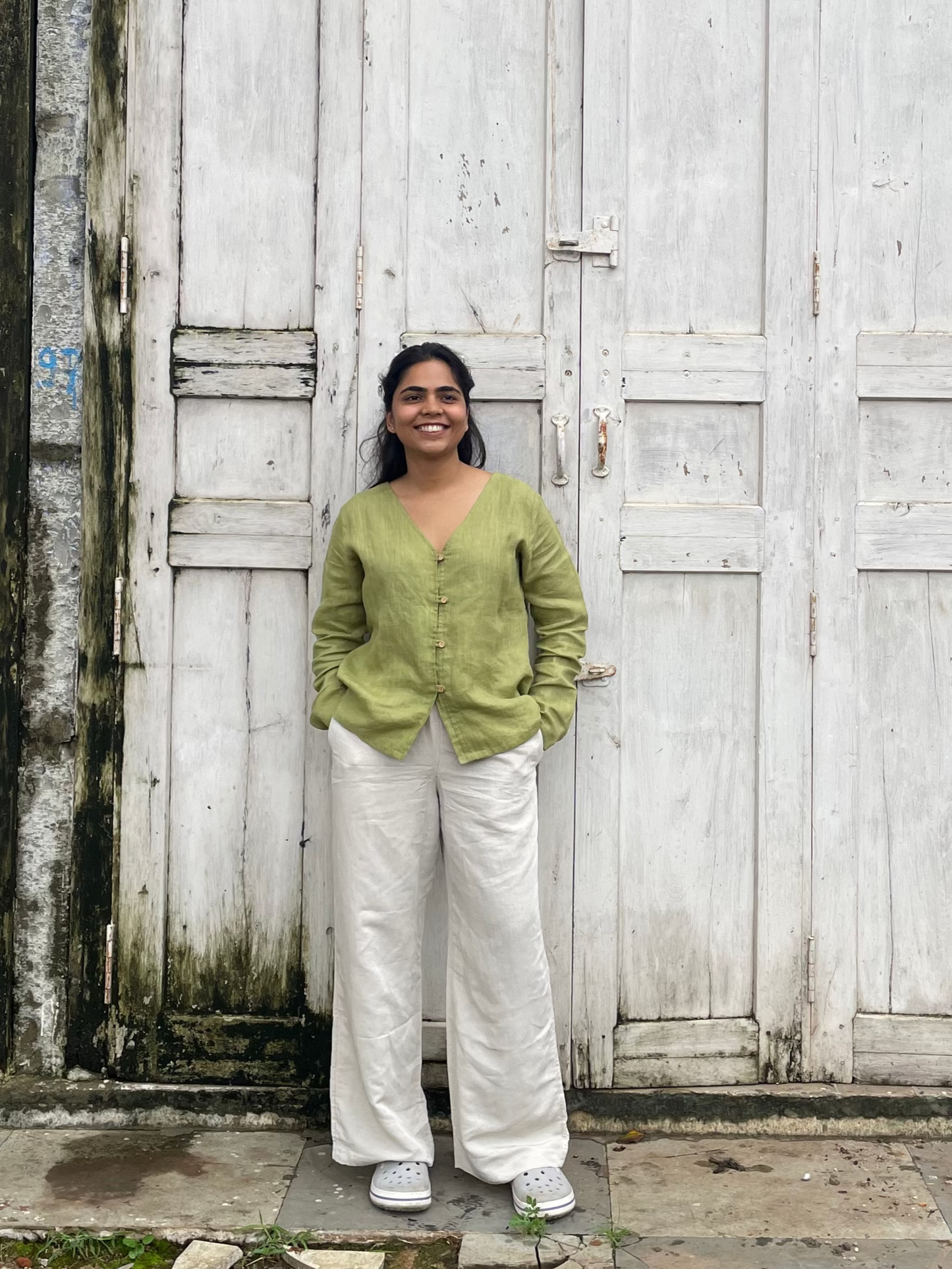 Lily Linen Top - Pista