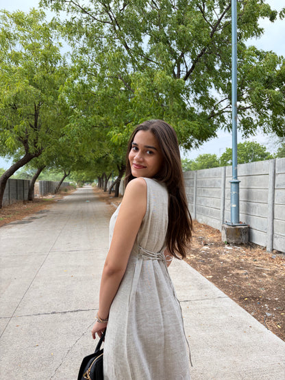 Sarah Pure Linen V Neck Dress