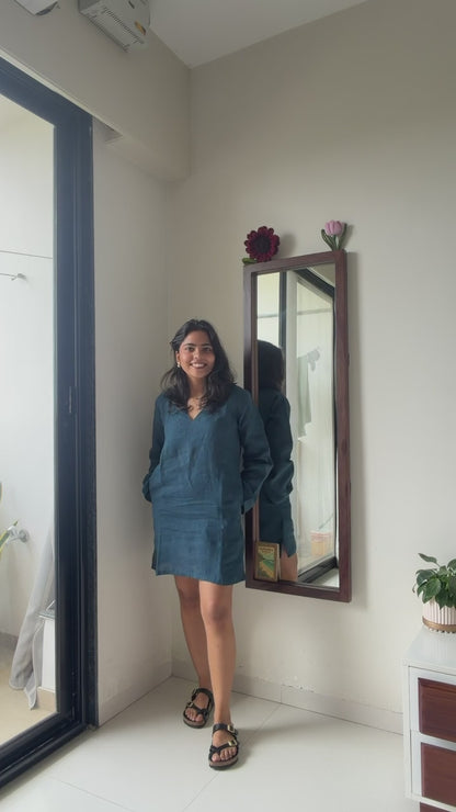 Deep Teal Ivy Dress | 100% Pure Linen
