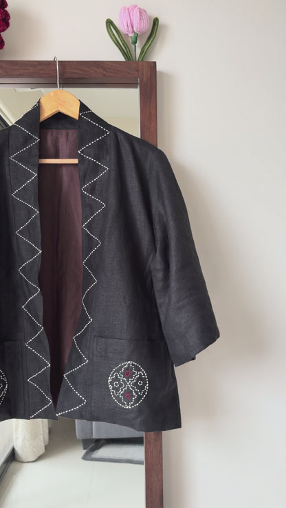 Black Kimono Jacket | 100% Pure Linen