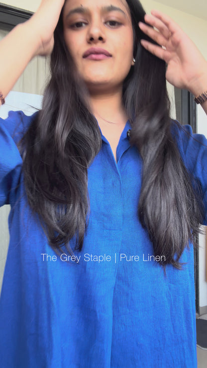 Blue Jay Linen Shirt Dress - Half Sleeves